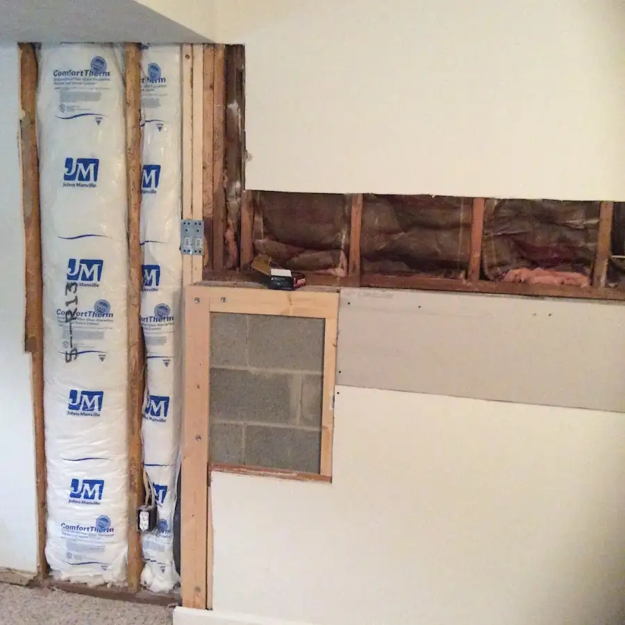 Wall insulation replacement during Basement Flood Cleanup in Coon Rapids